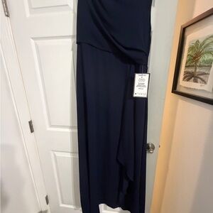 Macy's Deep Navy Draped Maxi Dress